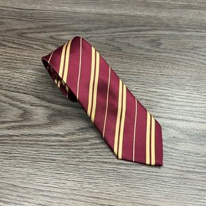 Landisum Maroon w/ Gold Stripe Skinny Tie